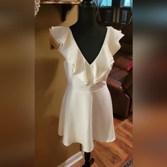 LULUS Divine Darling White Ruffled Skater Dress - Picture 4 of 10